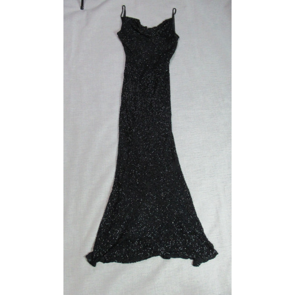 Vtg Stenay Black Beaded Evening Mermaid Dress Sz 10 Whimsigoth Prom Vamp 90s Y2K - Picture 1 of 14